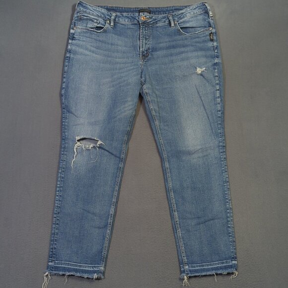 Silver Jeans Women's 20 Blue Boyfriend Distressed Denim - Picture 1 of 14